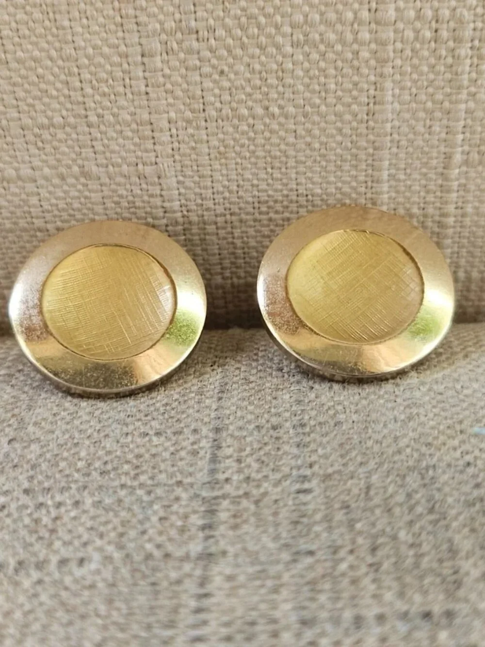 Vintage Cufflinks Gold Tone Round Shape Men Shirt Cuff Links Stud Unbranded